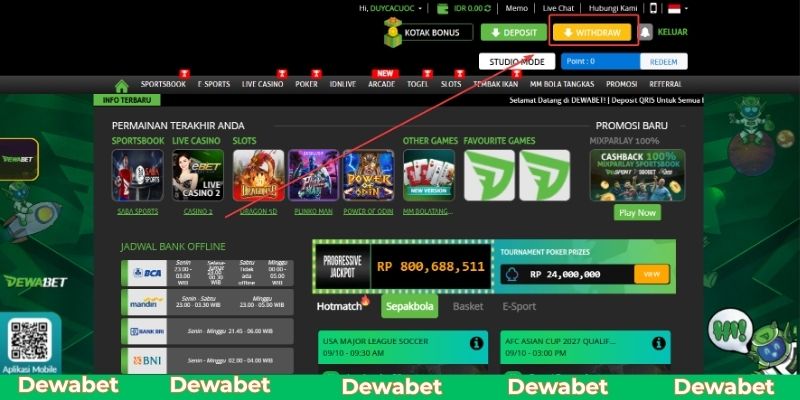 rút tiền Dewabet